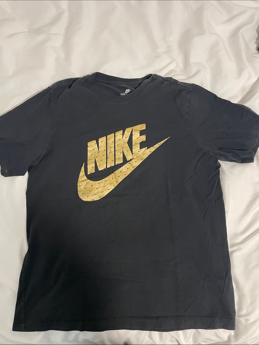 Nike Black Short Sleeve Tee with Metallic Gold Logo